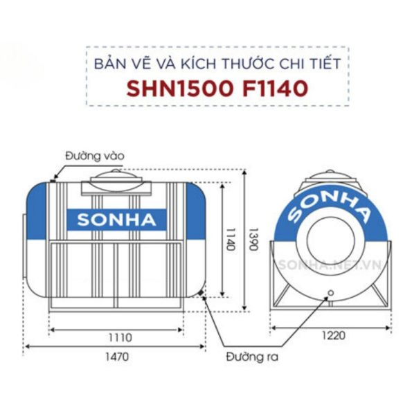 Bồn inox Sơn Hà 1500L (ngang) (F1140) 23