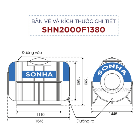Bồn inox Sơn Hà 2000L (ngang) (F1380) 20
