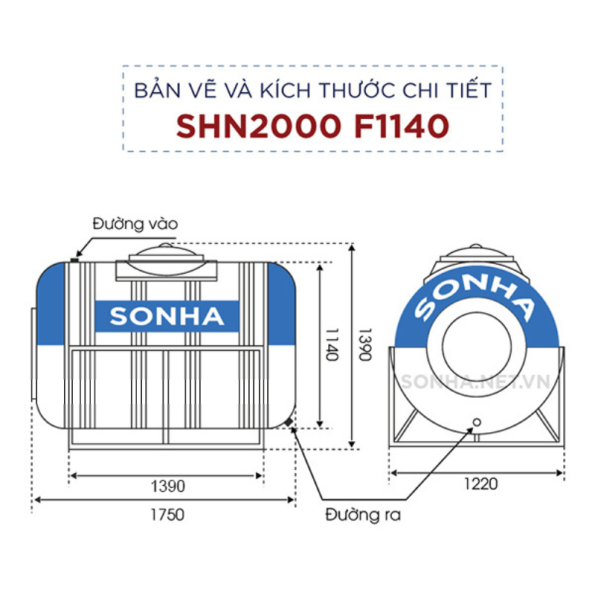 Bồn inox Sơn Hà 2000L (ngang) (F1140) 16 Bồn inox Sơn Hà 2000L (ngang) (F1140) 15