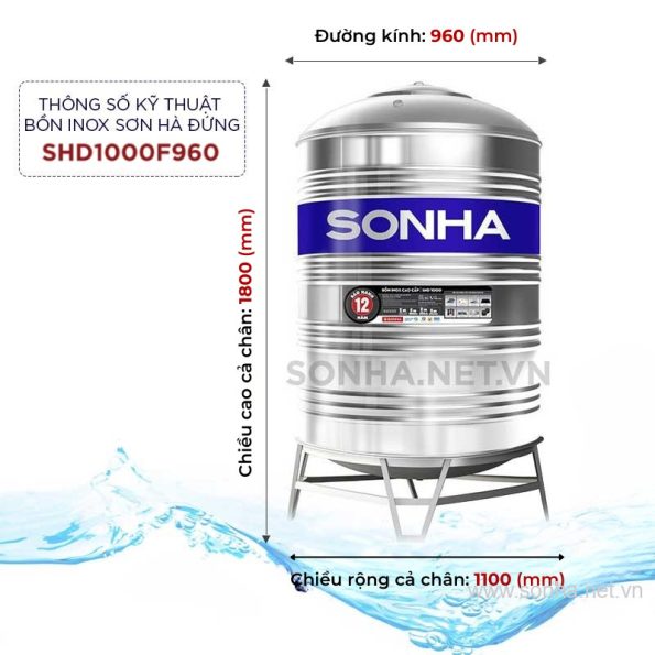 Bồn inox Sơn Hà 1000L (đứng) (F960) 38 Bồn inox Sơn Hà 1000L (đứng) (F960) 37