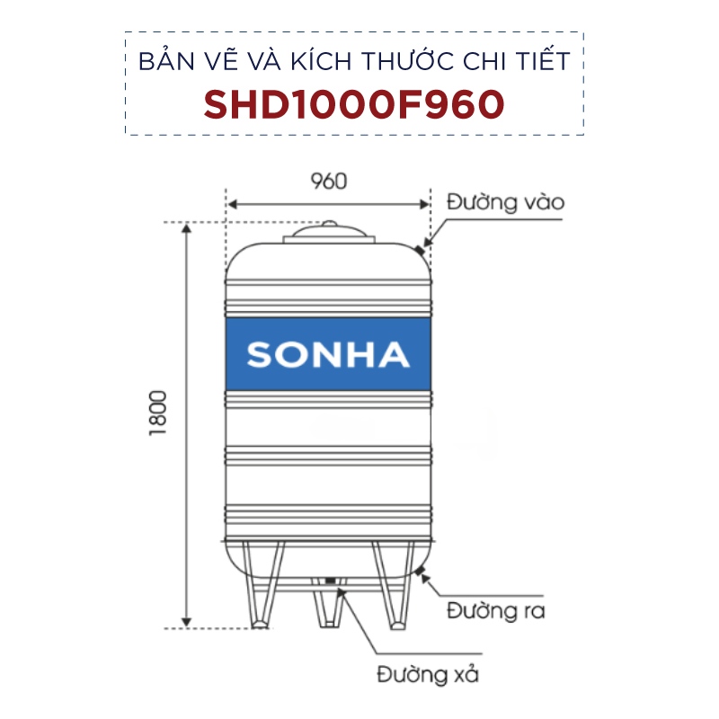 Bồn inox Sơn Hà 1000L (đứng) (F960) 6 Bồn inox Sơn Hà 1000L (đứng) (F960) 5