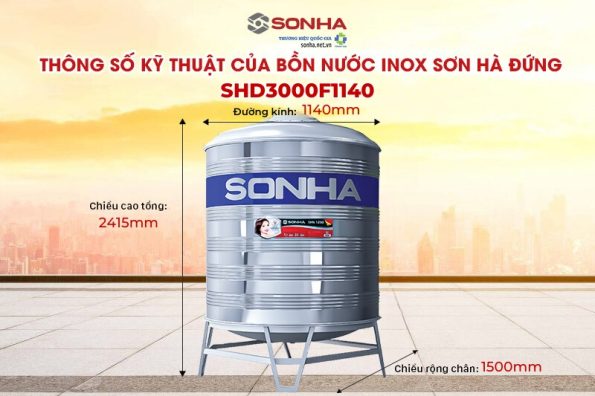 Bồn inox Sơn Hà 3000L (đứng) (F1140) 21