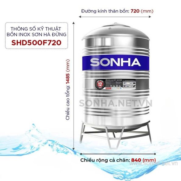 Bồn inox Sơn Hà 500L (đứng) (F720) 18 Bồn inox Sơn Hà 500L (đứng) (F720) 17