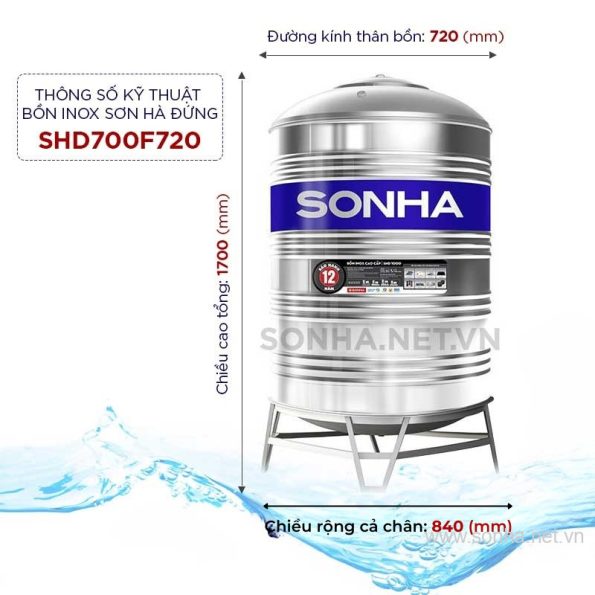Bồn inox Sơn Hà 700L (đứng) (F720) 37
