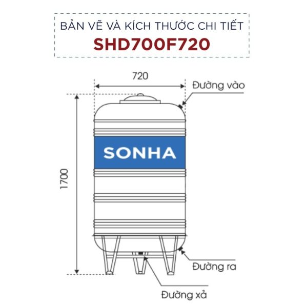 Bồn inox Sơn Hà 700L (đứng) (F720) 39