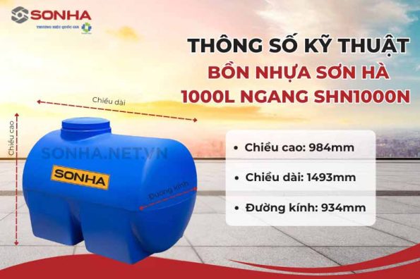 Bồn nhựa Sơn Hà 1000L (ngang) 31