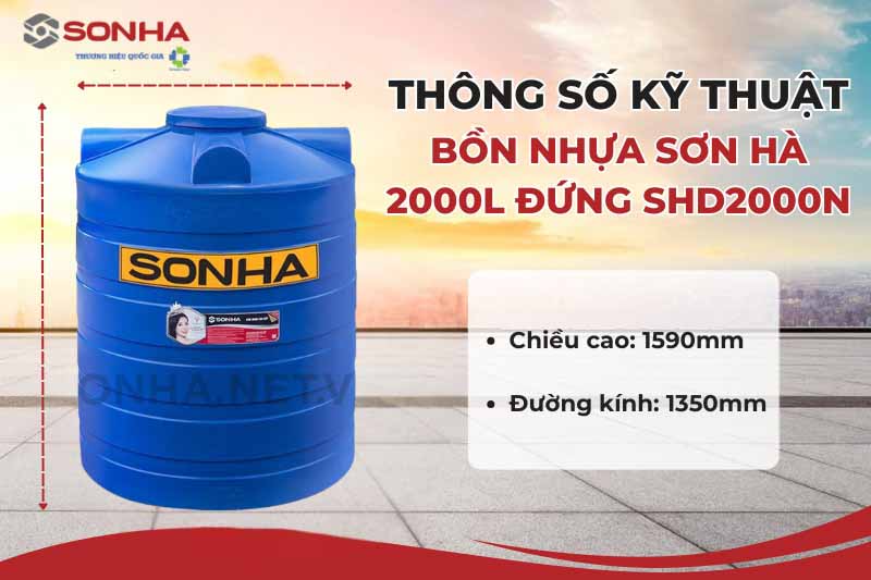 Bồn nhựa Sơn Hà 2000L (đứng) 4 Bồn nhựa Sơn Hà 2000L (đứng) 3