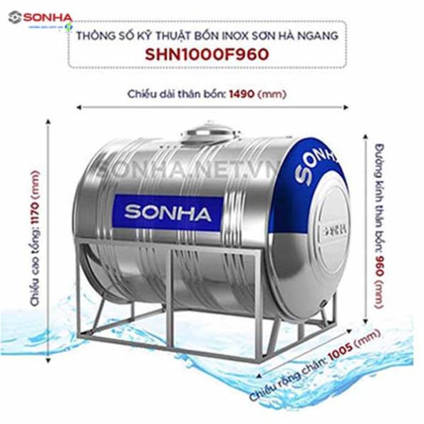 Bồn inox Sơn Hà 1000L (ngang) (F960) 21