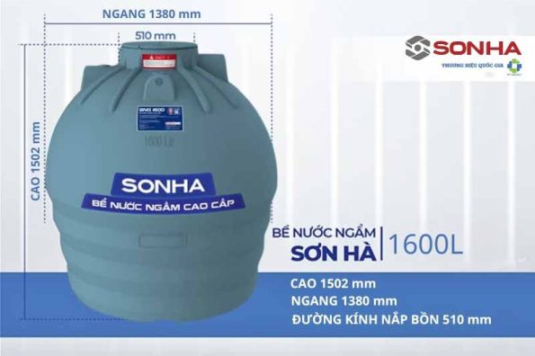 Bể nước ngầm Sơn Hà 1600L 33