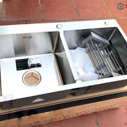 Chậu inox Sơn Hà 2 hộc vuông cân (HM.X.2C.82.2.3) 42