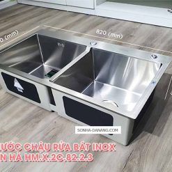 Chậu inox Sơn Hà 2 hộc vuông cân (HM.X.2C.82.2.3) 32