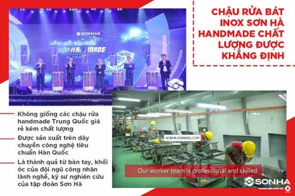 Chậu inox Sơn Hà 2 hộc vuông cân (HM.X.2C.82.2.3) 56