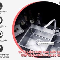 Chậu inox Sơn Hà 2 hộc vuông cân (HM.X.2C.82.2.3) 36