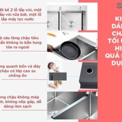 Chậu inox Sơn Hà 2 hộc vuông cân (HM.X.2C.82.2.3) 38