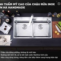 Chậu inox Sơn Hà 2 hộc vuông cân (HM.X.2C.82.2.3) 40