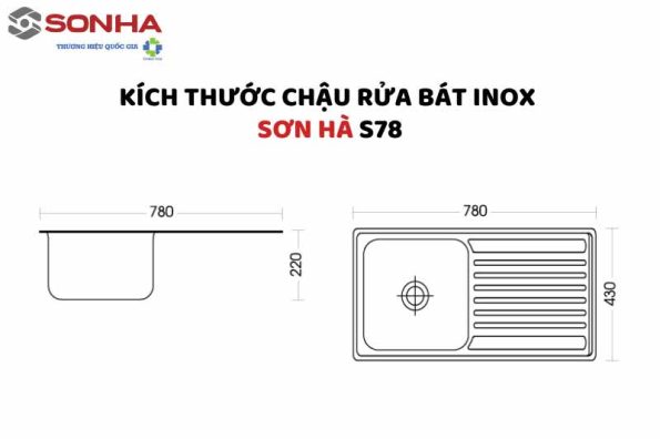 Chậu rửa chén inox Sơn Hà S.78.D.2.3 32 Chậu rửa chén inox Sơn Hà S.78.D.2.3 31