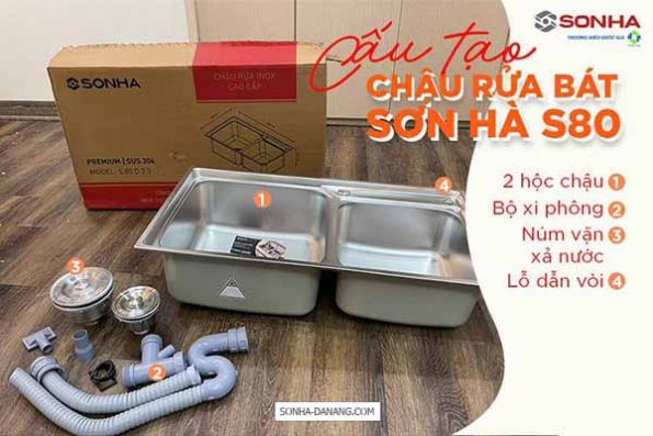 Chậu rửa chén inox Sơn Hà S.80.D.2.3 35